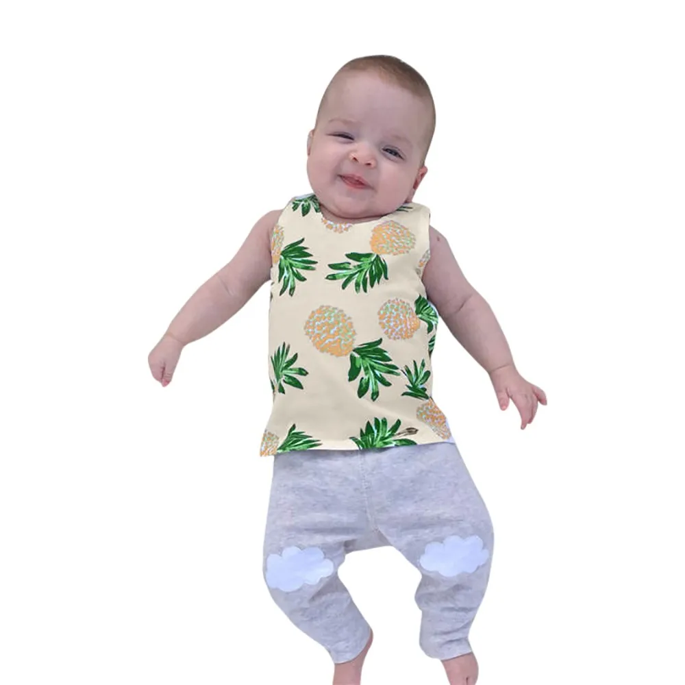 Комплект летней одежды для маленьких мальчиков хлопковый жилет без рукавов с