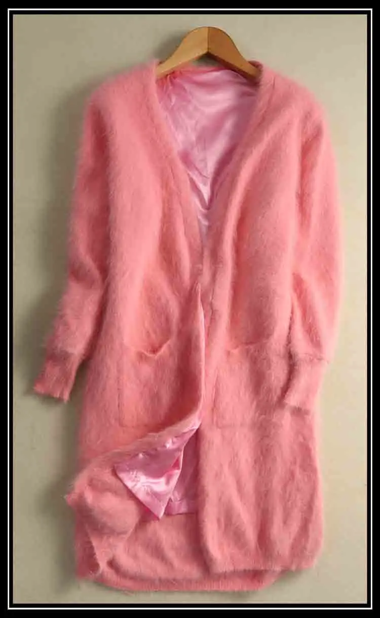 pink Женский кардиган,, свитер из натуральной норки и кашемира, теплая подкладка, Осень-зима, кашемировое пальто, большие размеры, большие размеры, tbsr639 - Цвет: pink
