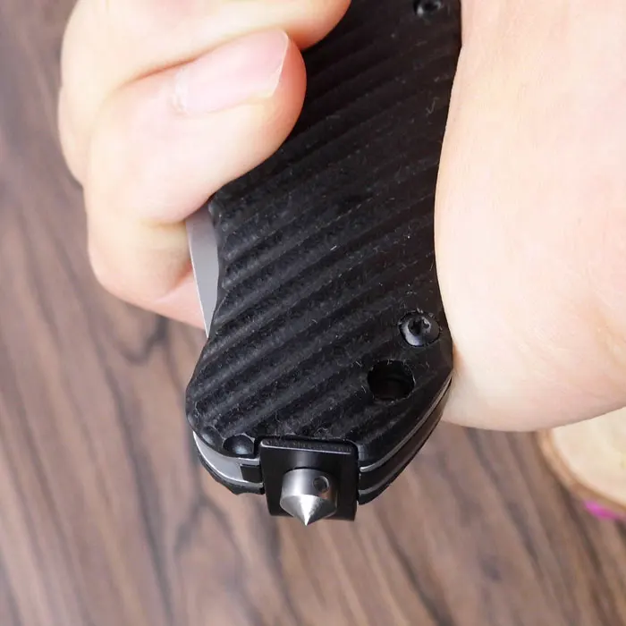 Нож складной для выживания и охоты с зубчатым лезвием из 440C стали и рукояткой из G10, твердость 58-60HRC.