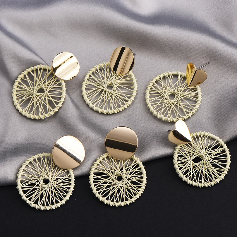 Модные геометрические Золотые круглые серьги в форме сердца для женщин милая