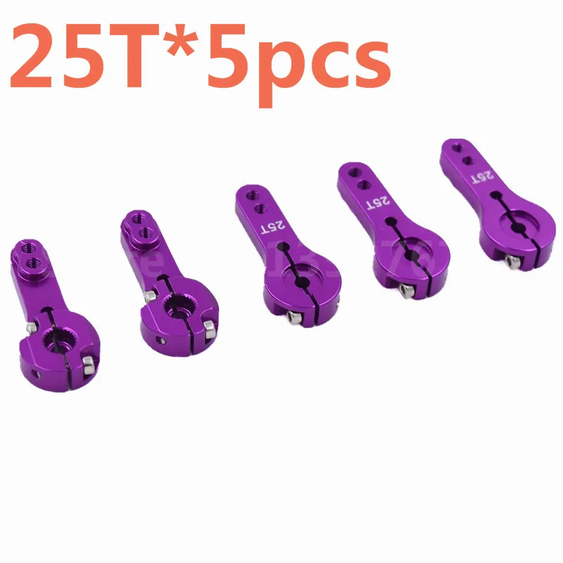 

5Pcs Aluminum Alloy Servo Motor Arms 25T For 1/8 1/10 Scale Models RC Car HSP HITOMO HPI