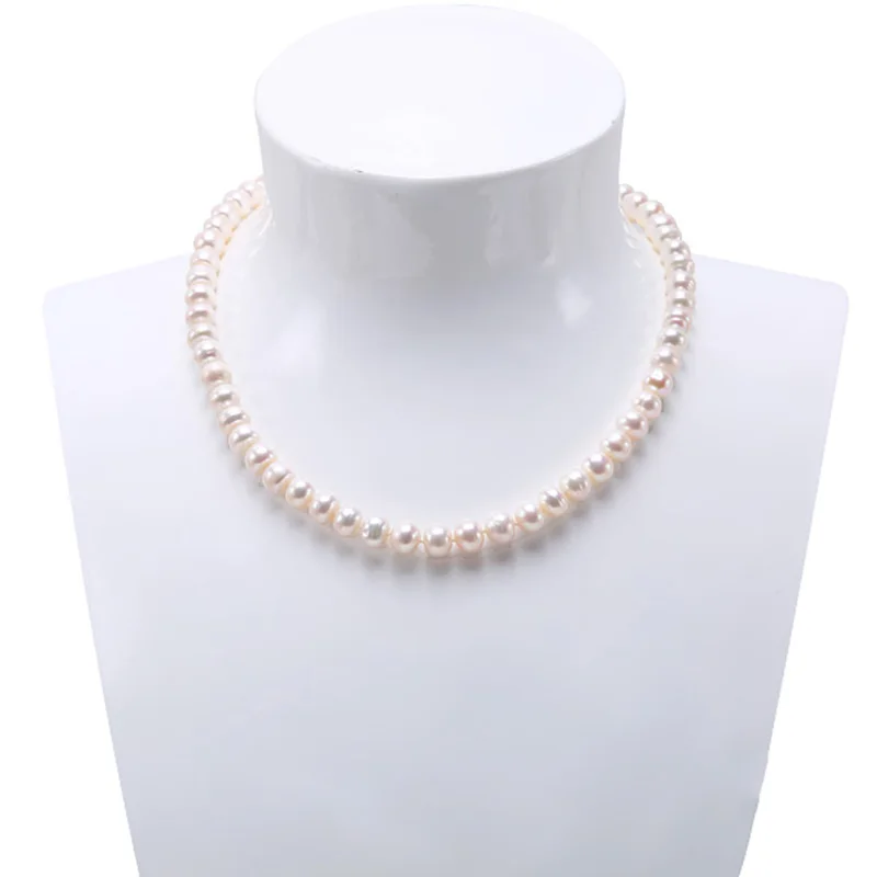 

JYX Choker Long Pearl Necklace Classic 7-8 mm Near-round White Cultured Freshwater Pearl Necklace Chain 16-64"