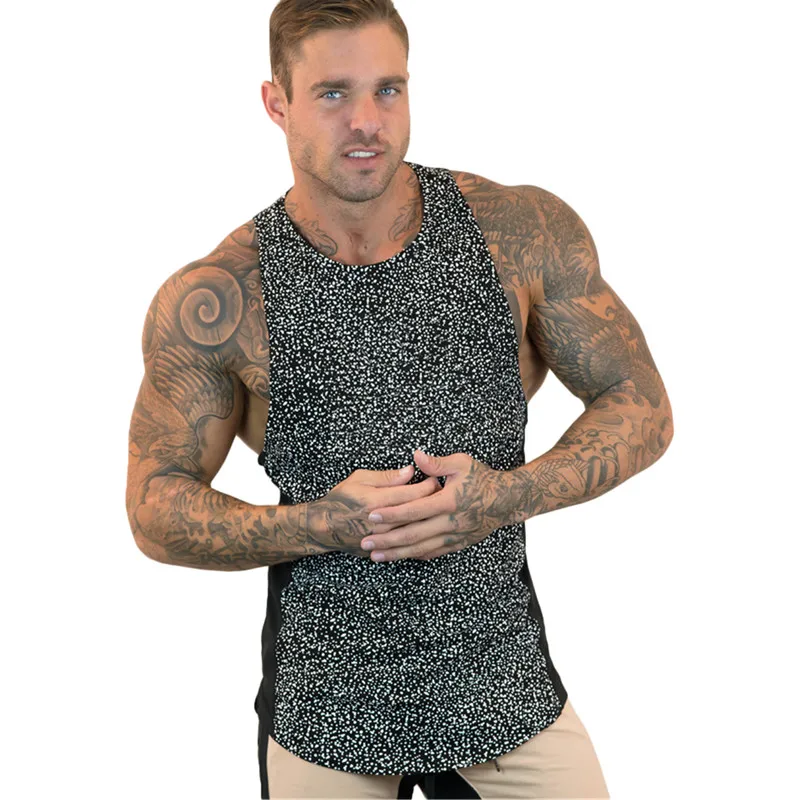 2019 стильный мужской спортивный жилет с 3D принтом в горошек рубашка облегающая