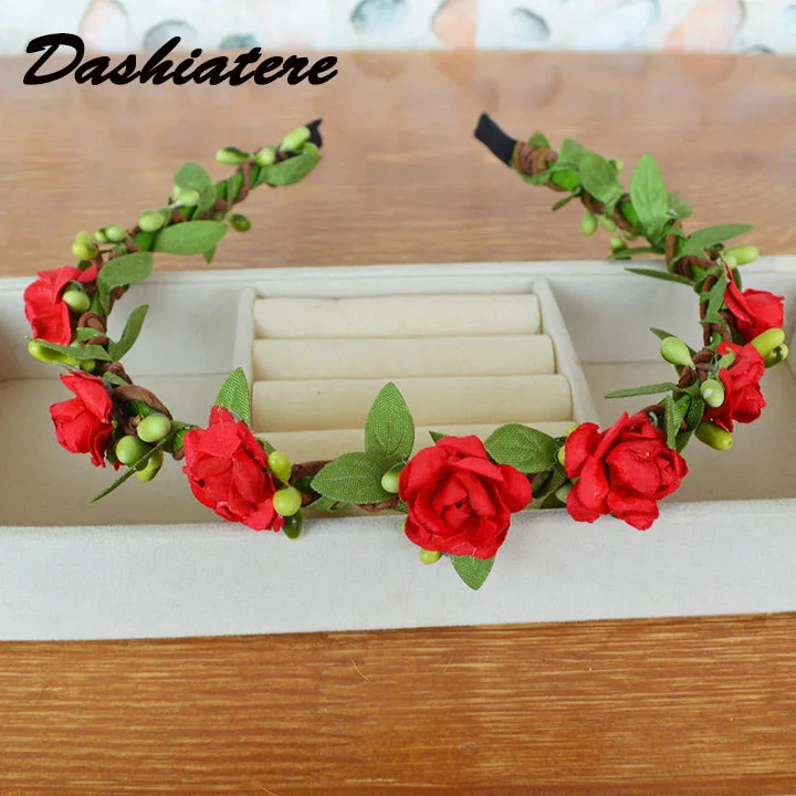 Ободок для волос детский с зелеными листьями повязка на голову рисунком Алисы