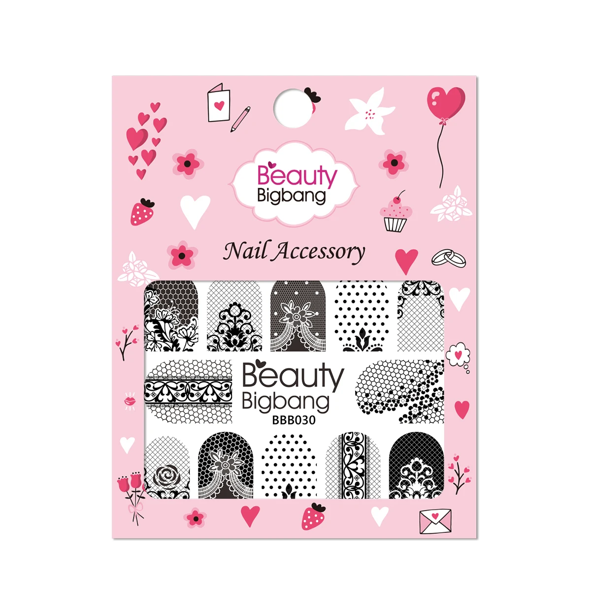 BEAUTYBIGBANG полоса точка наклейка с цветком для ногтей на воде наклейки-Слайдеры для ногтей черный и белый стиль ногтей украшения