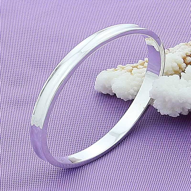 Женский гладкий браслет из серебра 925 пробы|925 silver bracelet bangle|silver bracelets banglesbangles fashion |