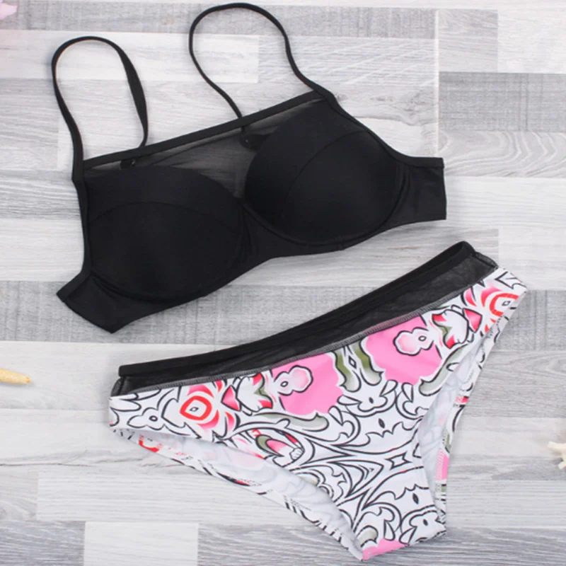Swimwear Women sexy Bikini Swimsuit bathing suit Chest pad Solid swimming for women tankini swim biquine |