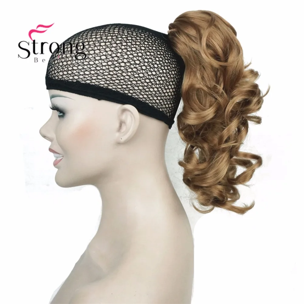 StrongBeauty, 12 дюймов, кудрявые синтетические накладные волосы на заколках в виде когтей, конский хвост, синтетические накладные волосы, 125 г, с зажимом для челюсти/когтей