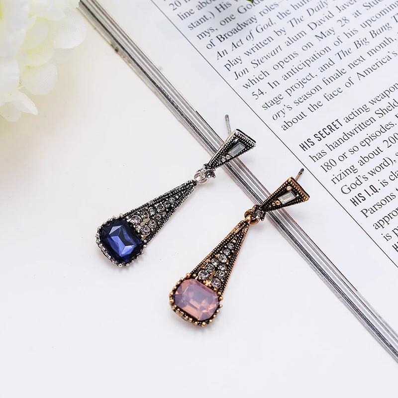 LUBOV цветные яркие опаловые серьги подвески инкрустированные антизолотом