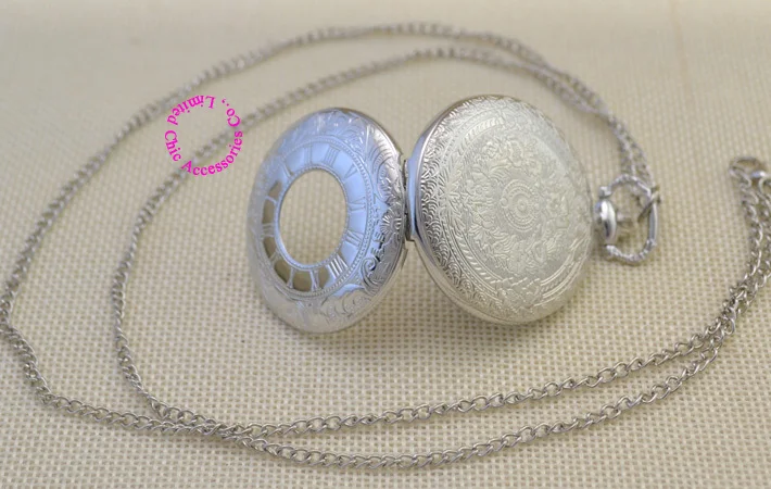 

roman arabic black dial silver woman pocket watch necklace antique vintage fob watches women with long chain good new hot retro