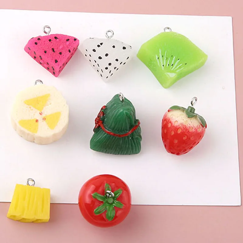 10 шт. летняя подвеска в виде бананов из смолы с клубникой питая серьги гвоздики