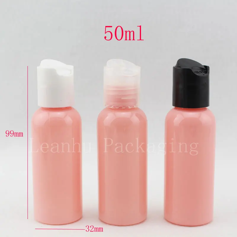 

50pc/lot 50ml pink bottle with disc top cap,for liquid and lotion cream,cosmetic bottle,cosmetic shampoo,PET Cream bottle