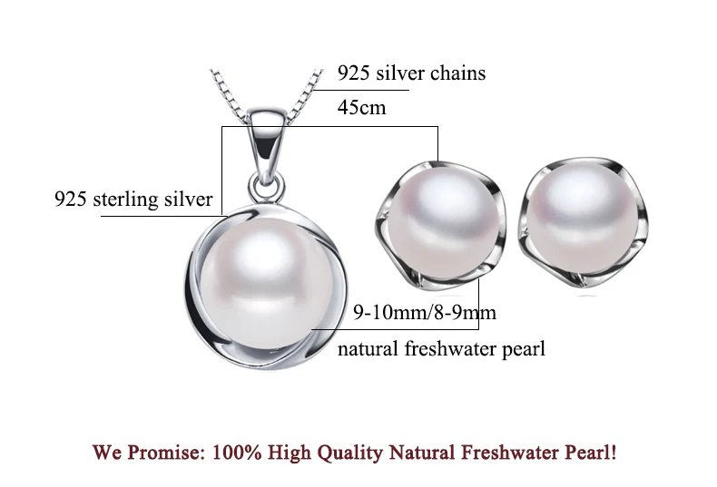 ZHBORUINI Fashion Pearl Jewelry Sets Natural Freshwater Necklace Earrings 925 Sterling Silver Set For Women Gift | Украшения и