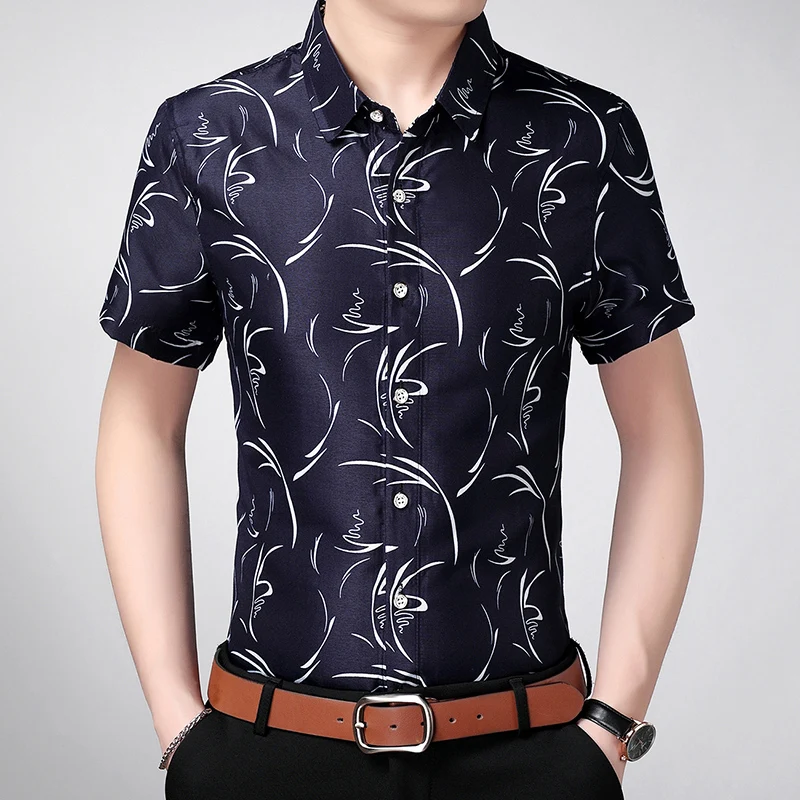 

2018 New Arrival Brand Men's Summer Business Shirt Short Sleeves Turn-down Collar Tuxedo Shirt Shirt Men Shirts Big Size M-7XL