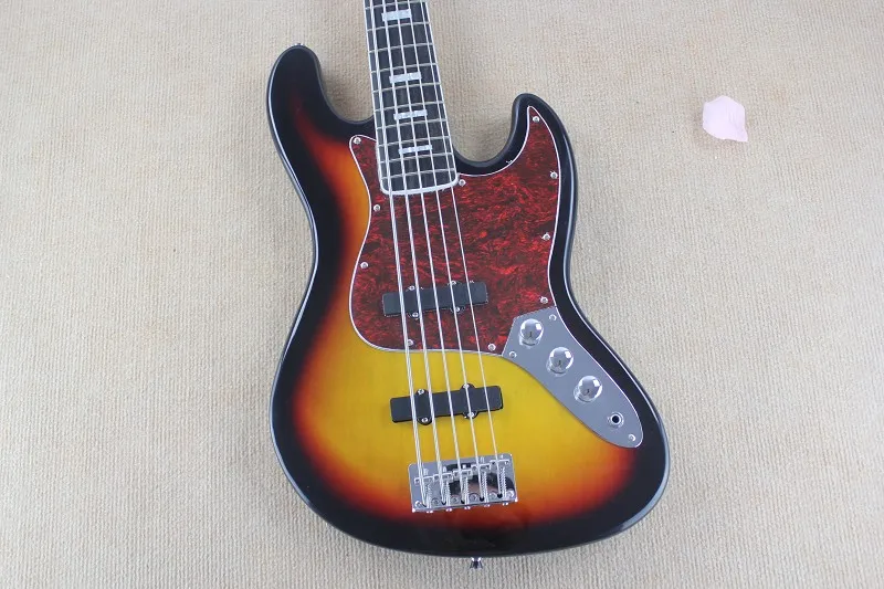Бесплатная доставка Одежда высшего качества 5 строка F Jazz Bass Ebony гриф закат взрыв