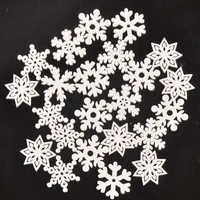 50pcs mix christmas snowflake pattern white wooden scrapbooking carft for home decoration diy handmade 22mm mt2160