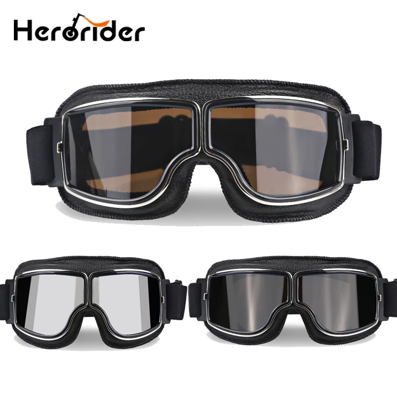 

herorider Moto Goggles Vintage Scooter Glasses Motorbike Vintage Helmet Goggles