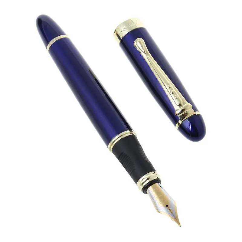 Синий Jinhao X450 класса люкс Для Мужчин's перьевая ручка Бизнес студент 0,5 мм дополнительный тонкий наконечник прозрачный каллиграфии стенной шкаф для офиса письменные приборы - Цвет: Синий