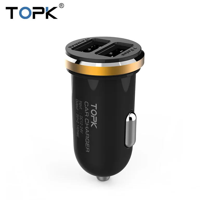 TOPK оригинал 5 В 2 А два порта мини USB автомобильное зарядное устройство быстрая