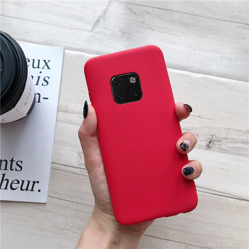 red matte silicone phone case on for huawei mate 10 lite 20 lite mate20 mate10 lite 9 pro mate 30 candy color soft tpu back cover - Цвет: red