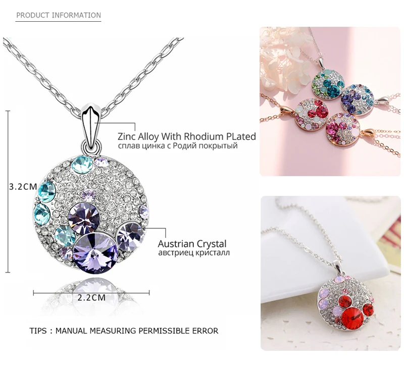 Модное круглое серебряное ожерелье с кристаллами от Swarovski ожерелье s кулоны женские милые стильные ювелирные изделия