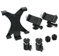 tablet mount w 2x ball heads 2x hot shoe 2x tripod adapters 2x screw adapter for camera and phone