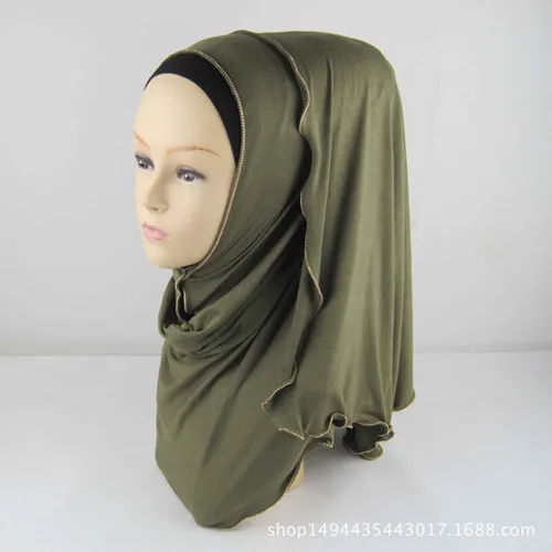 Color 6 15 видов цветов мусульманский хиджаб шарф Мягкий хлопок длинный шарф с молнией границы платок isamic шарф - Цвет: Color 6
