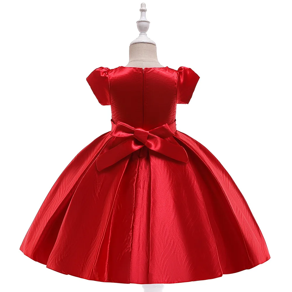 MQATZ Satin Lace Girl Dress Wicker Embossed Flower Baby Party Ball Gown Bow Kids Dresses Birthday Princess 4-13 Years | Детская одежда