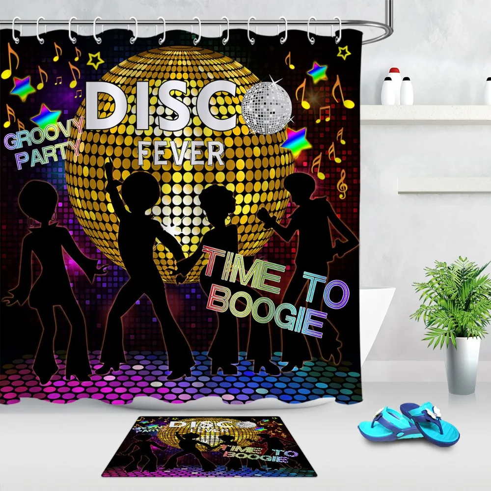 Водонепроницаемая занавеска для душа LB Gold Groovy из полиэстера вечеринки дискотеки