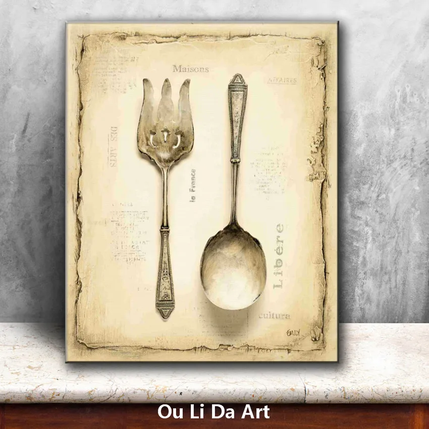 

Пасторальная Ложка Вилка landscpae картина маслом холст печать на холсте дома гостиной стены художественное украшение картинки