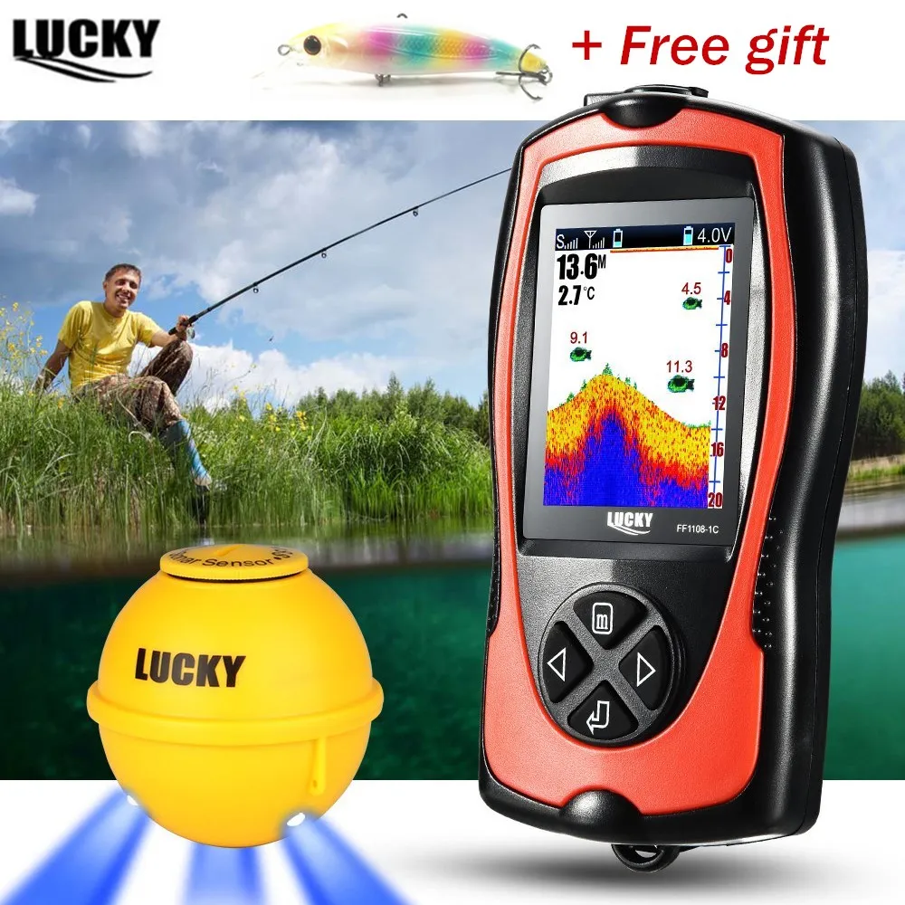 Беспроводной эхолот рыболокатор Lucky FF1108 1CWLA для поиска рыбы обнаружение более