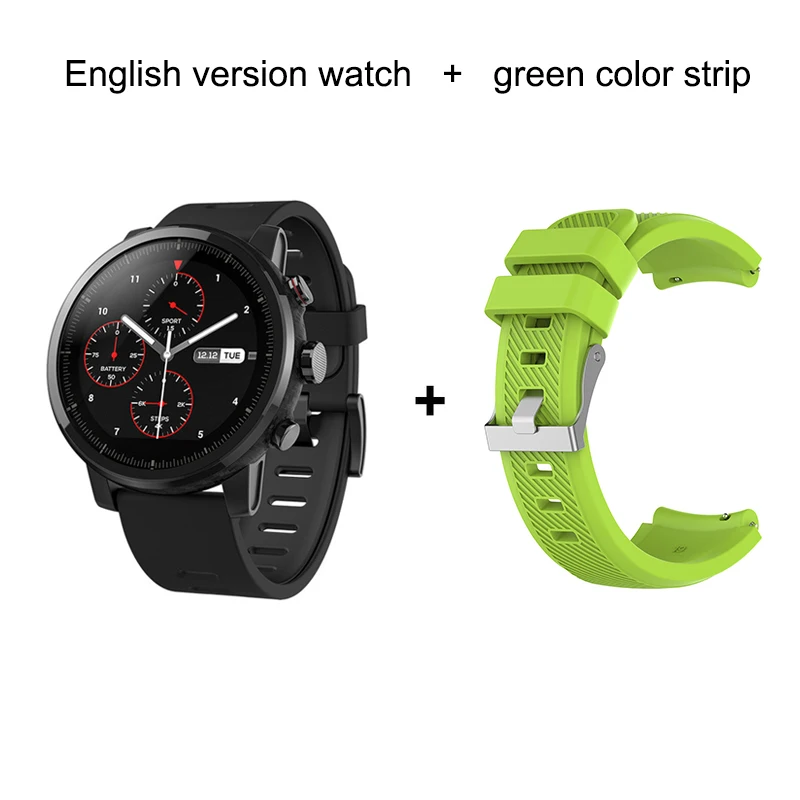 Зеленый Huami смарт-спортивные часы Amazfit Stratos 2 gps 5ATM для воды 1,34 ''2.5D экран gps Firstbeat для плавания - Цвет: Зеленый