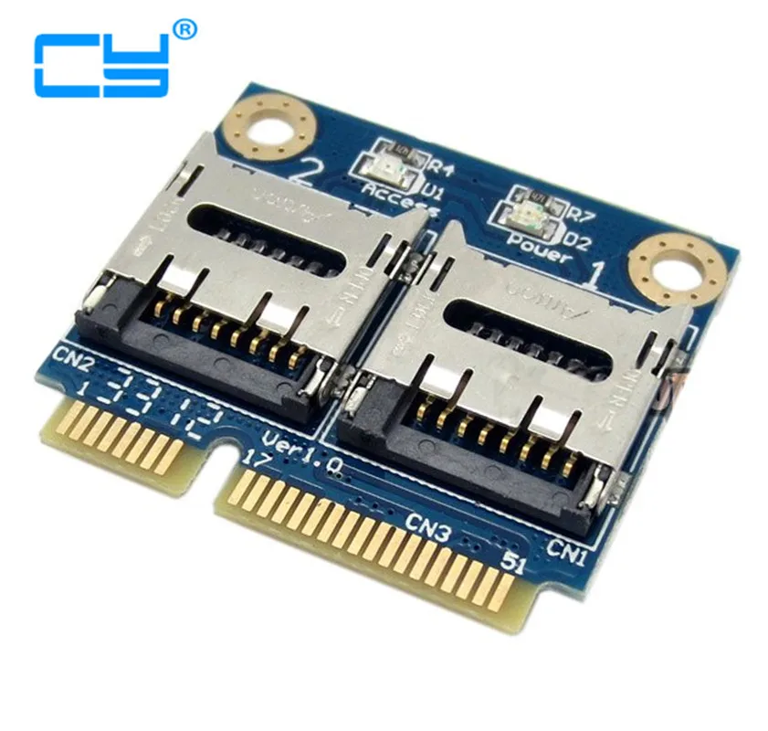 

1 шт. двойная TF Micro SD карта к Mini PCI-E Экспресс с полукронштейном адаптер для чтения карт памяти