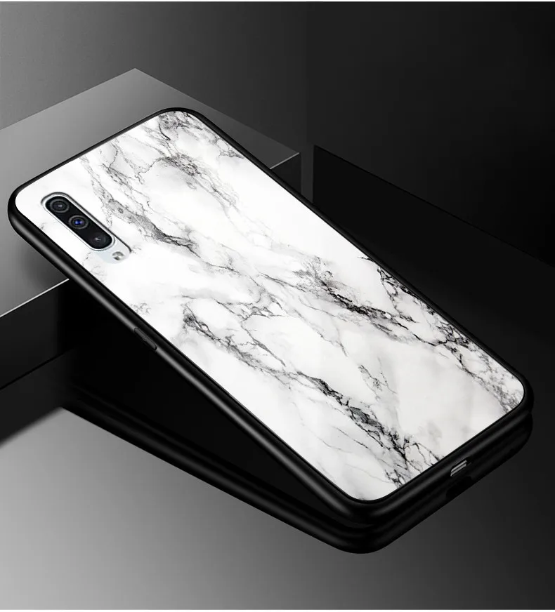 Для samsung Galaxy A50 чехол PC Пластиковый стеклянный чехол для телефона черный ТПУ бампер чехол для samsung Galaxy A50 A 50 A505F A505 чехол - Цвет: 27