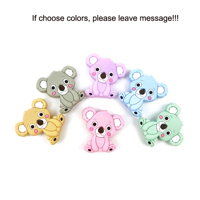 Choose colors 20pcs 20 шт. мини силиконовые бусины Коала Детские Прорезыватели для самостоятельной сборки соски цепи BPA бесплатно детские жевательные игрушки мультфильм животных кормящих ожерелье из бисера - Цвет: Choose colors 20pcs