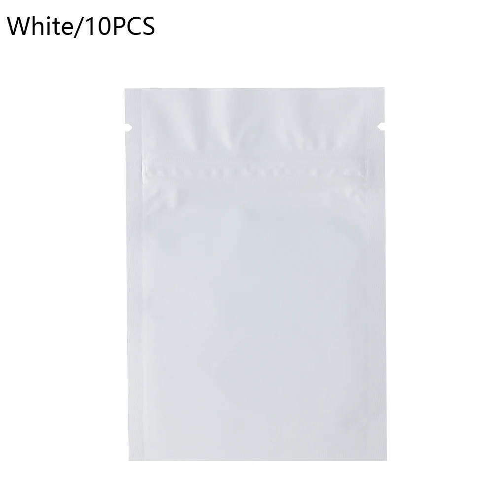 White-10PCS 8/10/30 шт 7,5x10 см красочные нагреваемый уплотненный Алюминий Фольга Ziplock мешки на плоской подошве замка застежка-молнии в розницу посылка сумка для конфет и чая Еда Пластик сумки - Цвет: White-10PCS
