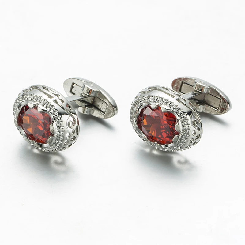Новинка 2017 запонки с кристаллами красные из циркона свадебный подарок для жениха