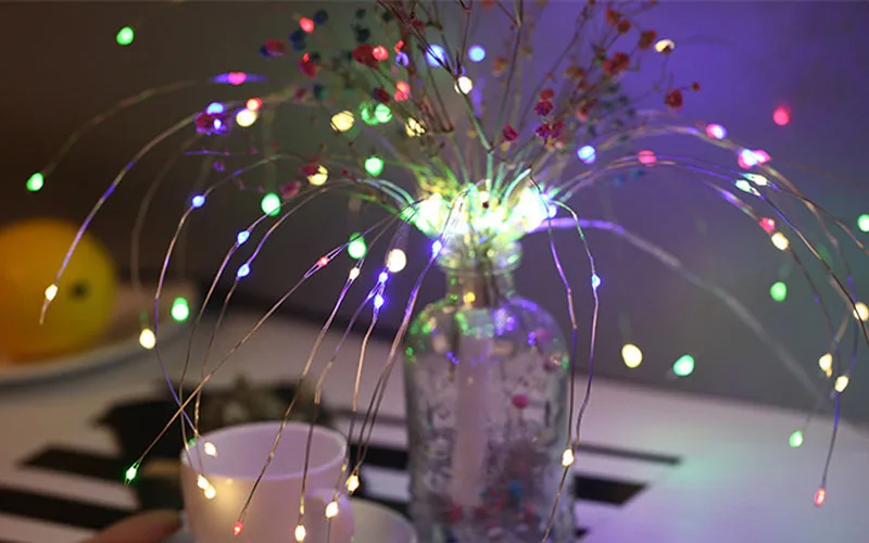 Waterproof LED Firework String Light Foldable DIY Shape Explosion Colorful Fairy With Remote Control For Christmas Holiday|Украшения