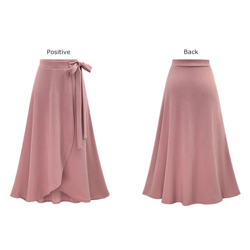 

17zq 2018 New Women Elegant Skirt Irregular Lacing Front Split Skirts Ladies High Waist Mid-Calf Skirts Large Size M-6XL S6183