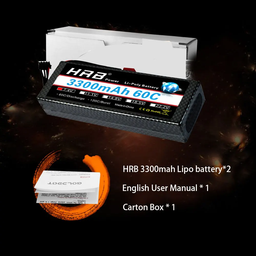 Жесткий чехол HRB RC Lipo Battery 2 S 3S 4S 3300 мАч 60C Burst 12C lipo Deans T для Traxxas 1/10 1/12 Scx10 trucks Cars