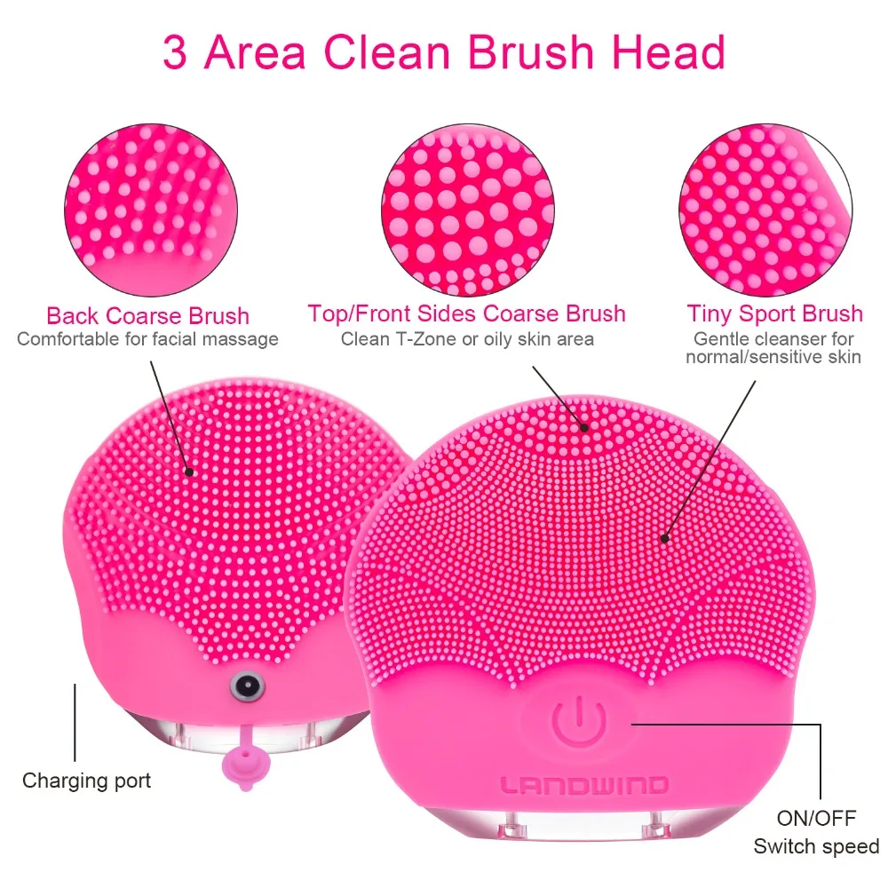 LANDWIND электрическая Очищающая щетка для лица силиконовая звуковая вибрация