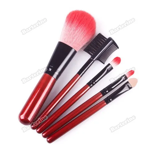 smartgood New 5Pcs Profashional Beauty Red Makeup Cosmetic Brushes Set [Hot]|cosmetic glove|set solidcosmetic blush |
