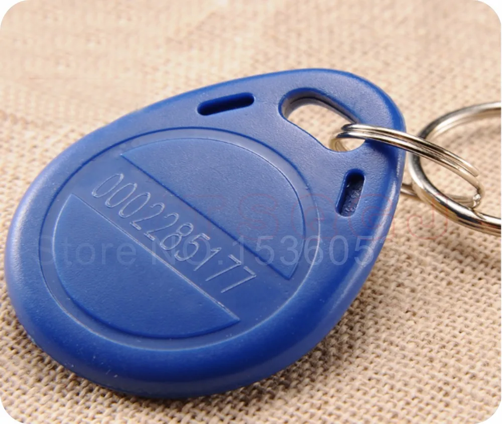 (100PCS) Top Quality 6 Different Color TK4100(EM4100) 125KHz Waterproof RFID Tag NO.2 ID Keyfob Keychain For Access control |