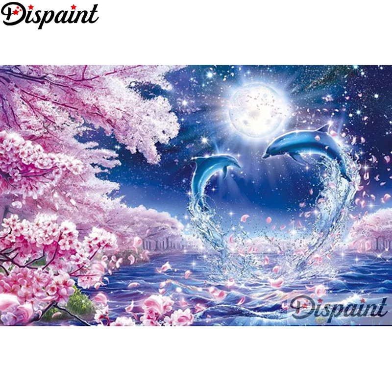 

Картина из страз Dispaint "Цветок дельфина", квадратная/круглая, 5D, для рукоделия, вышивка крестиком, 3D Декор для дома A10220