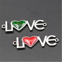 10pcs silver plated love tag enamel charm alloy connector for necklace bracelet diy jewelry making 4011mm a654