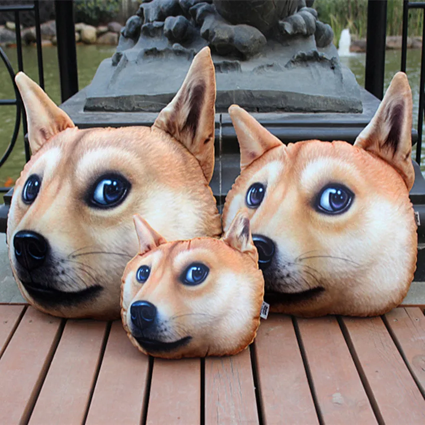 

3D 40cm*38cm Akita Husky Dog Plush Toys Dolls Creative Dog Shape Nap Pillow Stuffed Animal Pillow warm hand pillow