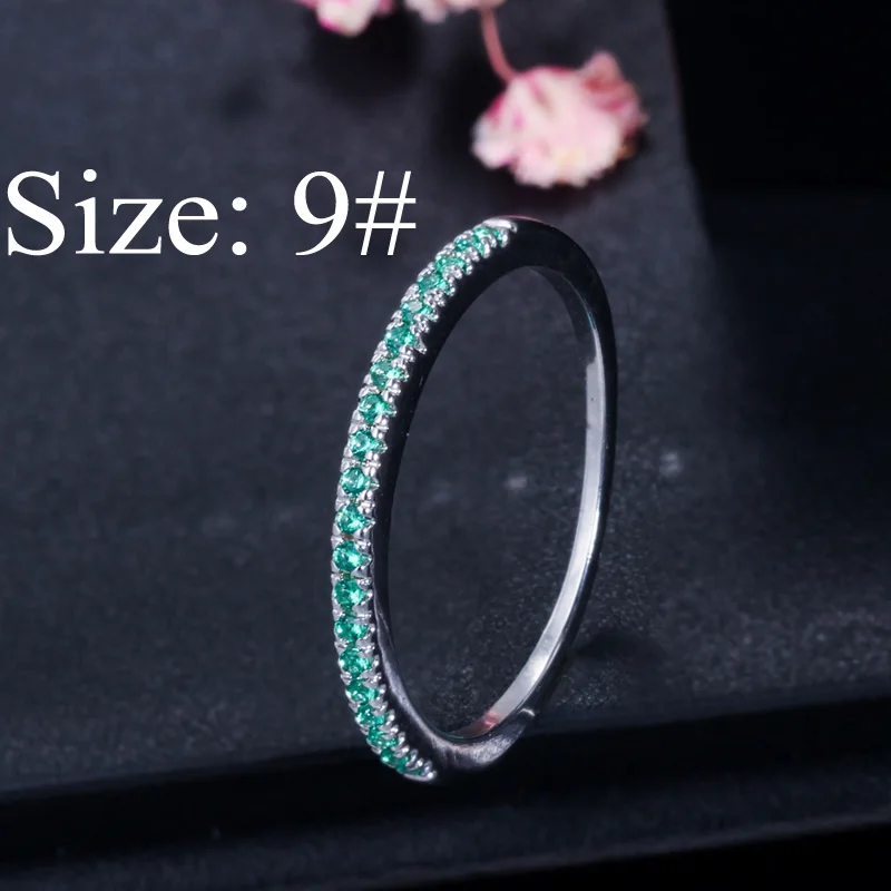 Pera, высокое качество, Micro Pave AAA+ кубический цирконий, модные женские кольца в обтяжку, набор, ювелирные изделия для помолвки, вечерние R093 - Цвет основного камня: Green Size 9