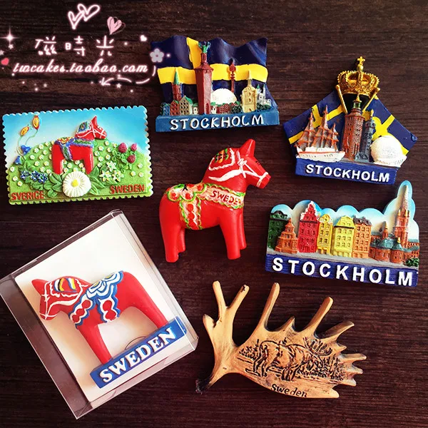 Европейский путешествия памяти Stockholm Швеция троянский холодильник магнит 3d магнит-наклейка на холодильник Путешествия Сувенир Кухня украшения