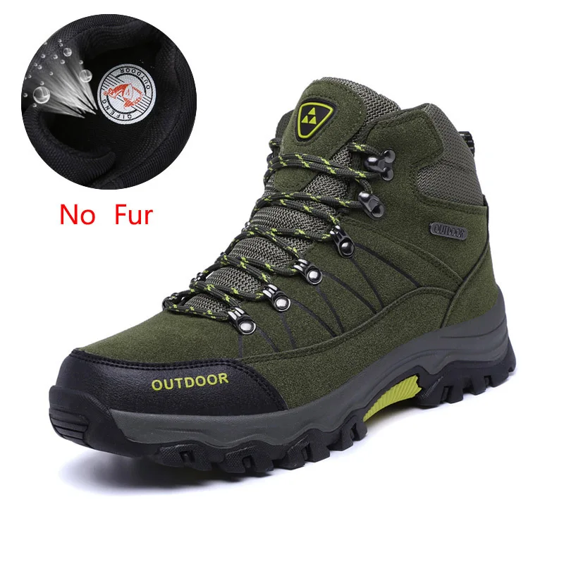 Army Green ZHJLUT зимняя мужская теплая короткая плюшевая зимняя обувь Мужская Уличная походная спортивная обувь Высокое качество треккинг Скалолазание кроссовки размера плюс - Цвет: Army Green