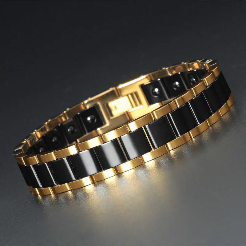Черно-белый керамический браслет Мужские Простые властные магнитные титановые